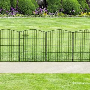 INJOPEXI Decorative Garden Fence 6 Panels 11.8ft (L)×30in (H) Garden Fence No Dig Animal Barrier Fencing with 5 Panels + 1 Gate Rustproof Metal Wire Temporary Dog Fence Border for Patio Outdoor Yard