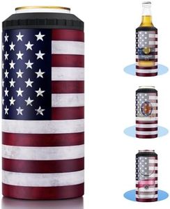 3 in 1 Slim Can Cooler for 12 OZ Skinny Can, Regular Can & Beer Bottle - Keep Cold for 6 Hours - Double Walled Insulated Stainless Steel Vacuum Beverage Can Insulator (US Flag)