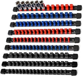 Reniteco Socket Organizer Drive ABS Tools-Socket Holder, Premium Quality 9 Pieces Holders Kit 1/4-Inch x 48 Clips, 3/8-Inch x 45 Clips, 1/2-Inch x 36 Clips