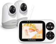 HelloBaby Baby Monitor 2 Cameras and Night Vision, 3.2" IPS Screen, No WiFi, VOX Temperature Display, Pan-Tilt-Zoom, 2 Way Talk, Lullaby Feeding Alarm and 1000ft Range