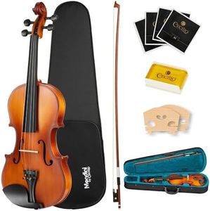 Mendini by Cecilio 12-Inch MA350 Satin Antique Solid Wood Viola with Case, Bow, Rosin, Bridge and Strings