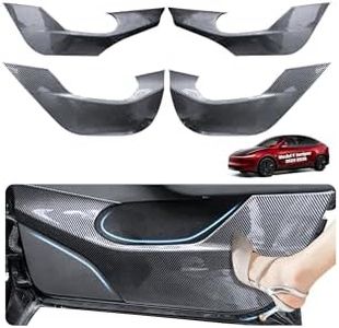 zdzywzb for Tesla Anti Kick Door Protector Model Y Juniper Refreshed Accessories 2025 2026 Anti-Dirty Door Kick Pad Protector Carbon Fiber Mat Waterproof Dust Resistant Protector Cover ABS Pad 4PCS