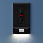 SnapPower Single MotionLight [for GFCI Outlets] - Motion Detecting LED Night Lights Built-in to Wall Plate - Bright/Dim/Off Options - Auto On/Off Sensor - (GFCI, Black)