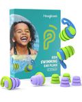 Hearprotek Swimming Ear Plugs for Kids(3-12yrs), 2 Pairs Reusable Silicone Waterproof Earplugs for Small Ear Canals Child Ear Protection for Swim Ear,Shower,Bath, Water Sports and pool (Blue&Purple)