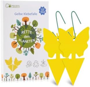 Garsum Yellow Sticky Fruit Fly Traps Gnat Trap for Indoor/Outdoor Houseplant Sticky Bug Insect Catcher Glue Trappers (12 pcs)