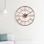 Wakefit Cuprum Iron Analog Round Wall Clock (43 X 45.72 X 10 cm, Rose Gold)