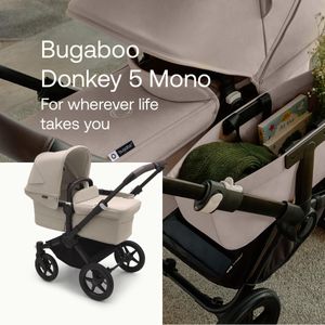 Bugaboo Donkey 5 Mono Stroller – Convertible Single to Double, Desert Taupe