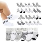 Baby Socks 0-6 Months - 12 Pairs, Organic Cotton Infant Socks, Unisex, Soft & Hypoallergenic Newborn Socks