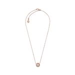 Michael Kors Logo Rose Gold-Tone and Crystal Pendant Necklace