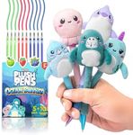 BunMo Stocking Stuffers - Plush Pens 5 Pack - 10 Scented & Glittery Refills - Stocking Stuffers for Girls - Fun Pens for Kids - Stuffed Animals for Girls Kawaii Stationery - Stocking Stuffers for Kids