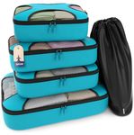 Shacke Pak - 5 Set Packing Cubes - Travel Organizers with Laundry Bag (Aqua Teal)