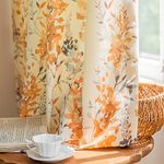 SUOUO Orange Chenille Floral Curtains for Living Room Foliage Leaf Patterned Room Darkening for Bedroom Dining Privacy Window Drapes Grommet 84 Inches Long 2 Panels