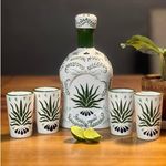 Tequila Decanter, Handmade Tequila Gift Set, Tequila Gifts for Men includes Ceramic Tequila Bottle and Tequila Shot Glasses. Unique Gifts for Tequila Lovers. Made in Mexico.