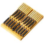 SpaceAid Bamboo Knife Drawer Organizer Insert, Kitchen Steak Knives Holder Organizers Block for Drawer Storage Organization (16 Knife Slots and 1 Sharpener Slot)