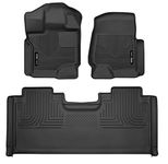 Husky Liners Weatherbeater Floor Mats | Fits 2017-2024 Ford F-250/F-350 Super Duty SuperCab with Factory Carpeting | Front & 2nd Row, 3-pc Black - 94071