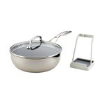 Circulon Infinity Pan with ScratchDefense 24cm (2.8L) Non Stick Cookware, Induction Suitable, Dishwasher Safe with Multipurpose Tool Holder and Lid, Multipan, Metal Utensil Safe - Platinum