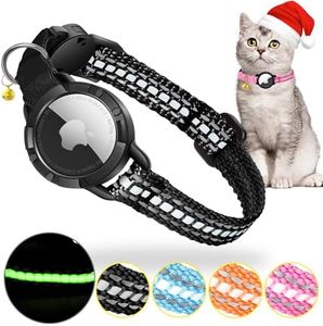 Airtag Katzenhalsband - Integriert, Wasserdicht, Reflektierend Mit Abbrechbarer Sicherheitsschnalle & Elastischem Gummizug für Kätzchen und Kleine Hunde (Schwarz S)