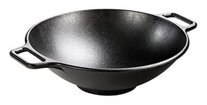 Lodge 35.56 cm / 14 inch Pre-Seasoned Cast Iron Wok with Loop Handles