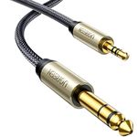 UGREEN 3.5MM MALE TO 6.5MM MALE CABLE OD4.5 (1M) / CONNECT INSTRUMENTS SUCH AS SYNTHS, KEYBOARDS, GUITARS AND OTHER PROFESSIONAL AUDIO EQUIPMENT; / LOW NOISE RESISTANCE, FOR SUPERIOR PERFORMANCE, PERFECT FOR DIGITAL OR ANALOGUE SIGNALS; / 24K 15U GOLD PLATED CONNECTORS RESIST CORROSION AND ENSURE OPTIMUM SOUND QUALITY