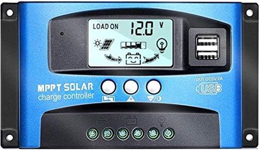 Y&H 100A Contrôleur de charge solaire MPPT 12V / 24V avec double port USB, contrôleur de charge de panneau solaire à écran LCD