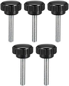 uxcell M5 x 30mm Metric Male Thread Knurled Clamping Knobs Grip Thumb Screw on Type Hand Clamping Handle Bolt with Plastic Knobs Black 5 Pcs