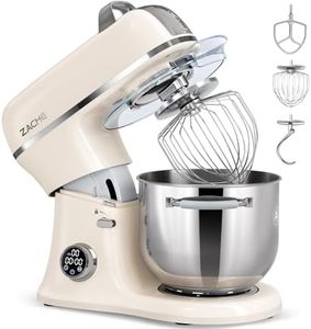 ZACME 7 Quart Stand Mixer Aluminum Die Casting, 650W 12 Speed Tilt-Head Kitchen Electric Stand Mixer, Household Food Mixer with Stainless Steel Bowl, Dough Hook, Whisk and Beater-Cream