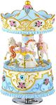 Mr.Winder Carousel Music Box Gift, 3-Horse with LED Light Musical Boxes, Best Christmas Valentine's Day Birthday Gifts for Wife, Girls, Friends, Kids, Babies Plays You are My Sunshine