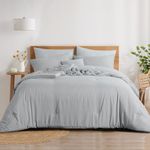 RUIKASI Fluffy Duvet Insert Cal King - Lightweight Cooling Bedding Comforter Cal King Size Light Grey, Soft Down Alternative Medium Warm Duvet Hotel with Corner Tabs, 102x96, Machine Washable