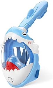 Snorkel Mask for Kids, Full Face Snorkeling Set with 180° HD Seaview, Anti-Fog Anti-Leak, Foldable and Compact for Vacation, Blue