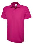 Mens & Womens Classic Polo Shirt Short Sleeve Plain Tee Top Casual Work Sports (L, Hot Pink)