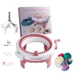 SENTRO 48 Needles Knitting Machine with Electric Adapter, Smart Weaving Loom Round Spinning Crochet Knitting Machines with Row Counter and Crank Handle Adapter Hex Steel Bit for Automatic Knit