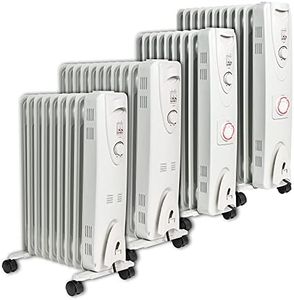 MYLEK Oil Filled Radiator with Adjustable Thermostat and Timer - 3 Heat Settings - Electric Portable Heater - Energy Efficient - Safety Tip Over Protection & Safety Cut Off (2500W, 2.5KW)