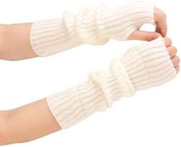 Fashion Arm Warmers Winter Long Fingerless Gloves, Knit Mitten Gloves Arm Sleeves Women With Thumb Hole. Perfect For Jogging, Outdoor, Street, Hiking, Walking And More Indoor Or Outdoor Activities.