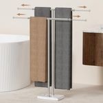 KES Freestanding Towel Rail Adjustable 44% Wider, Towel Stand for Bathroom Floor with 3X Thick Weighted Natural Marble Base, 18/8 Stainless Steel, Brushed, BTH250-2