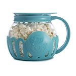 Ecolution Original Microwave Micro-Pop Popcorn Popper, Borosilicate Glass, 3-in-1 Silicone Lid, Dishwasher Safe, BPA Free, 1.5 Quart - Snack Size, Teal