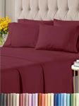 Cal King 6 Piece Sheet Set - Breathable & Cooling Sheets - Hotel Luxury Sheets - 1 Flat Sheet, 1 Fitted Sheet & 4 Pillowcases - Deep Pocket - Easy Fit, Soft & Wrinkle Free - Cal King Burgundy Sheets