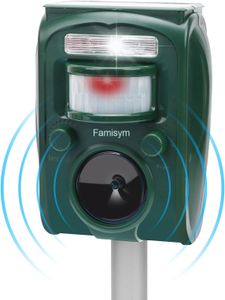 Famisym Solar Cat Repellent – Outdoor Ultrasonic Animal Deterrent