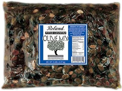 Roland Foods Greek Country Olive Mix, Whole Pitted Olives Marinated with Garlic and Pepperoncini Peppers, Specialty Imported Food, 5 pound (pack of 1) (71760)