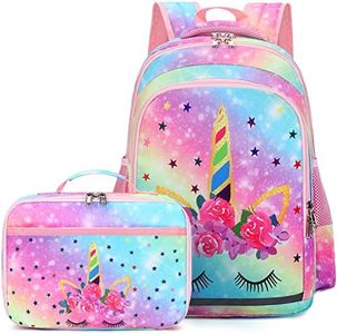 CAMTOP Backpack for Kids Boys Girls Preschool Backpacks with Lunch Box Toddle Kindergarten BookBag Set, Rainbow-2, Traveling