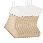 Kunyida 18" Burlap Christmas Stockings Bulk Plain Xmas Neutral Stockings for Fireplace Hanging,Pack 11