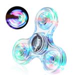 SCIONE Crystal LED Light Fidget Spinner for Kids,LED Light up Fidget Toy for Toddlers,Glow in The Dark Party Supplies Stress Relief for Children Adults（Crystal-White）