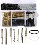 VEGCOO 320 Pcs Bobby Pins & Hair Bands Set Including 100 Bobby Pins, 100 U Shape Hair Pins, 120 Pcs Hair Bands and 3 Hair Combs with Storage Box for Women/Girls