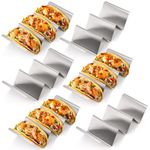 Bekith Stainless Steel Taco Holder Stand 6 Pack, Taco Holder Stand Tray with Handles, Up to 3 Tacos Each Keeping Shells Upright, Stylish Taco Shell Holders, Oven, Grill and Dishwasher Safe