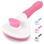 Buraq Grooming Self Slicker Brush Easy to Remove Loose Undercoat, Pet Massaging Tool Suitable for Dog Comb & Cat Comb with Long or Short Hair (Pink, Oval Slicker)