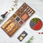 GarveeHome 19-Piece Acacia Cheese Board Set, Wood Cheese Platter, Magnetic Meat Board with Marble Cutting Board, Serving Tray for Christmas, Housewarming, Thanksgiving, Wedding, Birthday