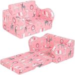 MOMCAYWEX Pink Kids Sofa, 2-in-1 Ki