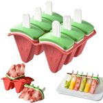 Crethinkaty Popsicle Mold Set, 6 Watermelon Popsicle Maker, Reusable Ice Cream Molds - Dishwasher Safe, Tolder Babies and Homemade Popsicle