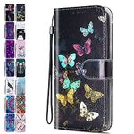 Leather Phone Case for Samsung Galaxy S6 Pattern Print Design Flip Wallet Cover with Card Slots Holder for Girls Boys - Colorful Butterfly