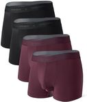 DAVID ARCHY Mens Trunks Underwear Modal Microfiber Soft Breathable Trunk Multipack, XXL,Black/Deep Grape Purple-4 Pack