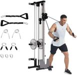 GarveeLife Wall Mount Cable Machine, LAT Pulldown Machines with 19 Positions Dual Pulley System, Cable Crossover Machine with Adjustable Footplate, Weight Workout Equipment Home Gym Station